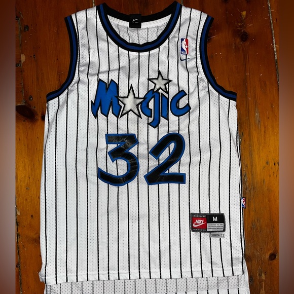 VINTAGE Nike Shaquille O’Neal pinstripe throwback Orlando Magic Jersey size M - Picture 1 of 5